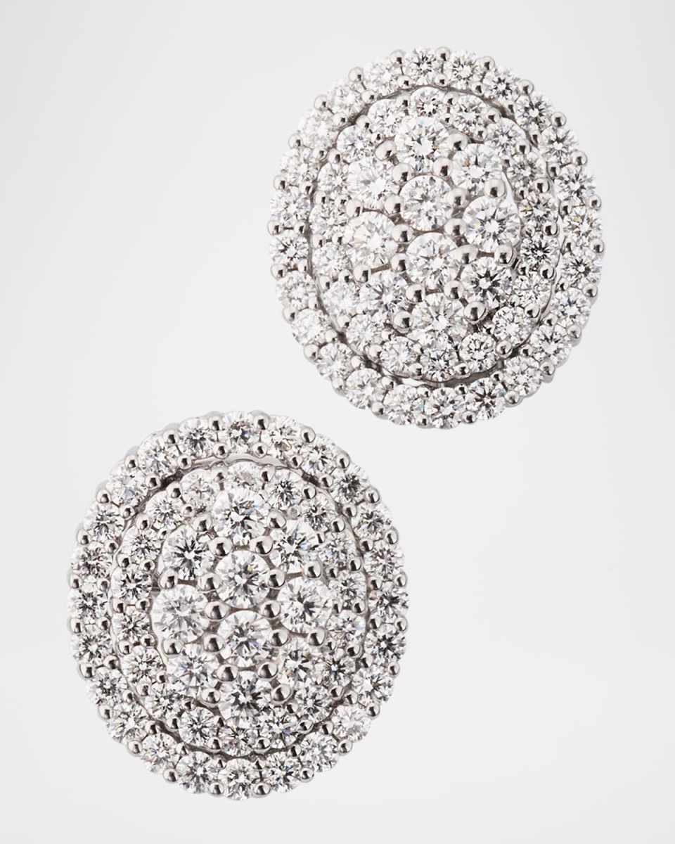 Oval Diamond Button Earrings in 18K White Gold